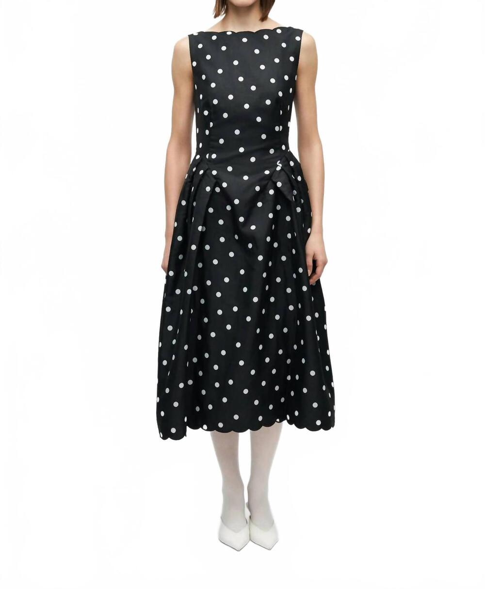 NEW STINE GOYA quilted dots voluminous midi dress in black